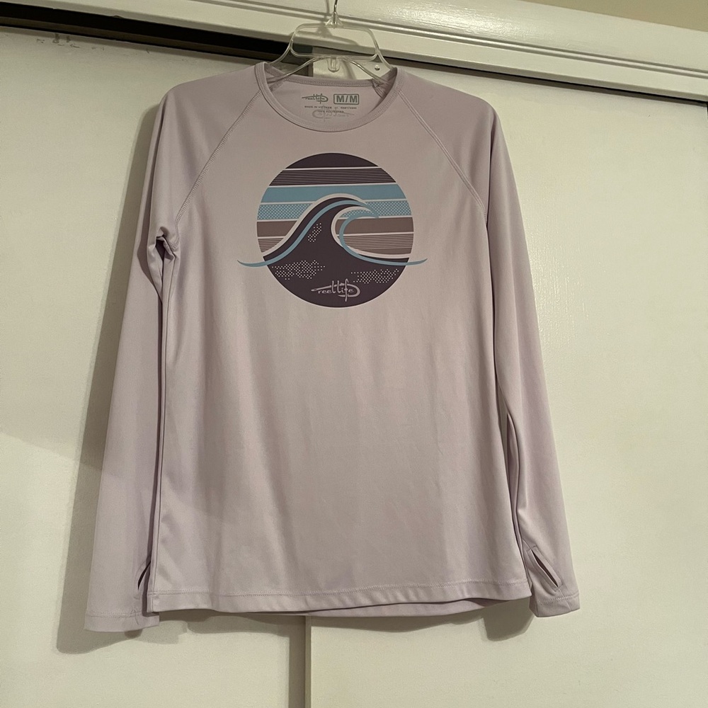 Women’s Reel Life Lavender Long Sleeve Rash Guard Shirt Size M
